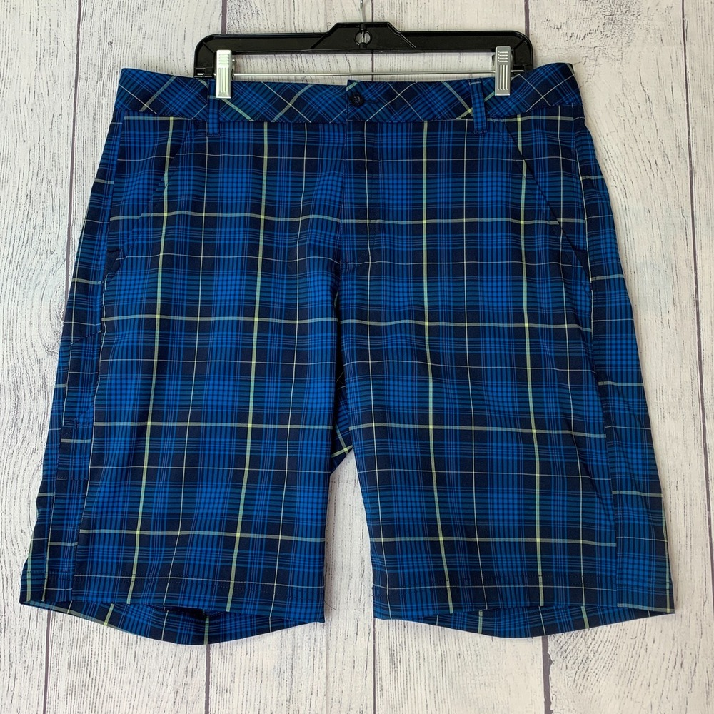 Fila Golf Shorts sz 36 Men's Blue Plaid Athletic Activewear